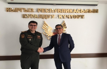 Inaugural meeting of India-Kyrgyz Republic Joint Working Group held in Bishkek, today. JS, International Cooperation of #MoD Shri Vishwesh Negi led Indian delegation &amp; Kyrgyz side headed by Chief of Military Cooperation Department, MoD, Colonel Ormokoev Rustam.